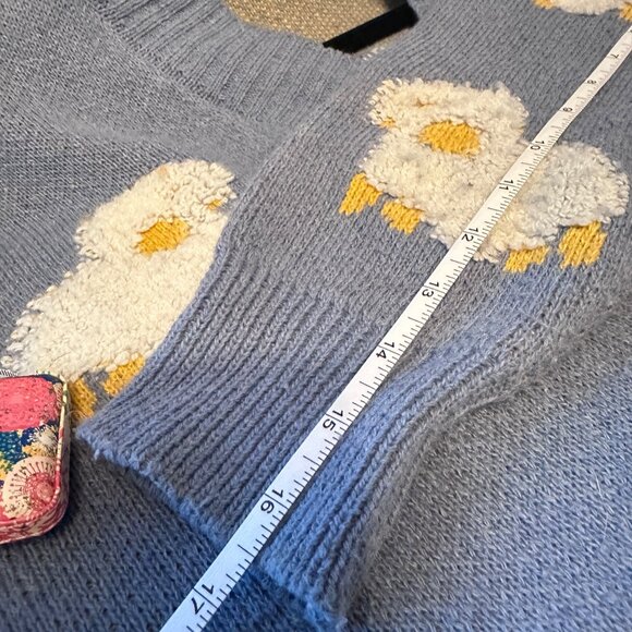 Blue Sheep Knit Cardigan Cottagecore Medium - Picture 6 of 7